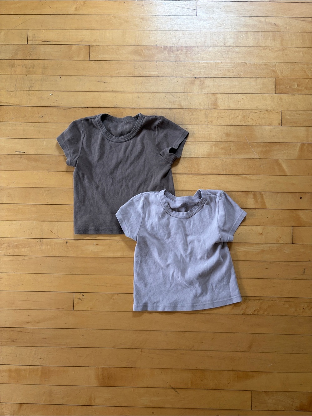 Brandy Melville Short Sleeve Tee Set - brown and tan